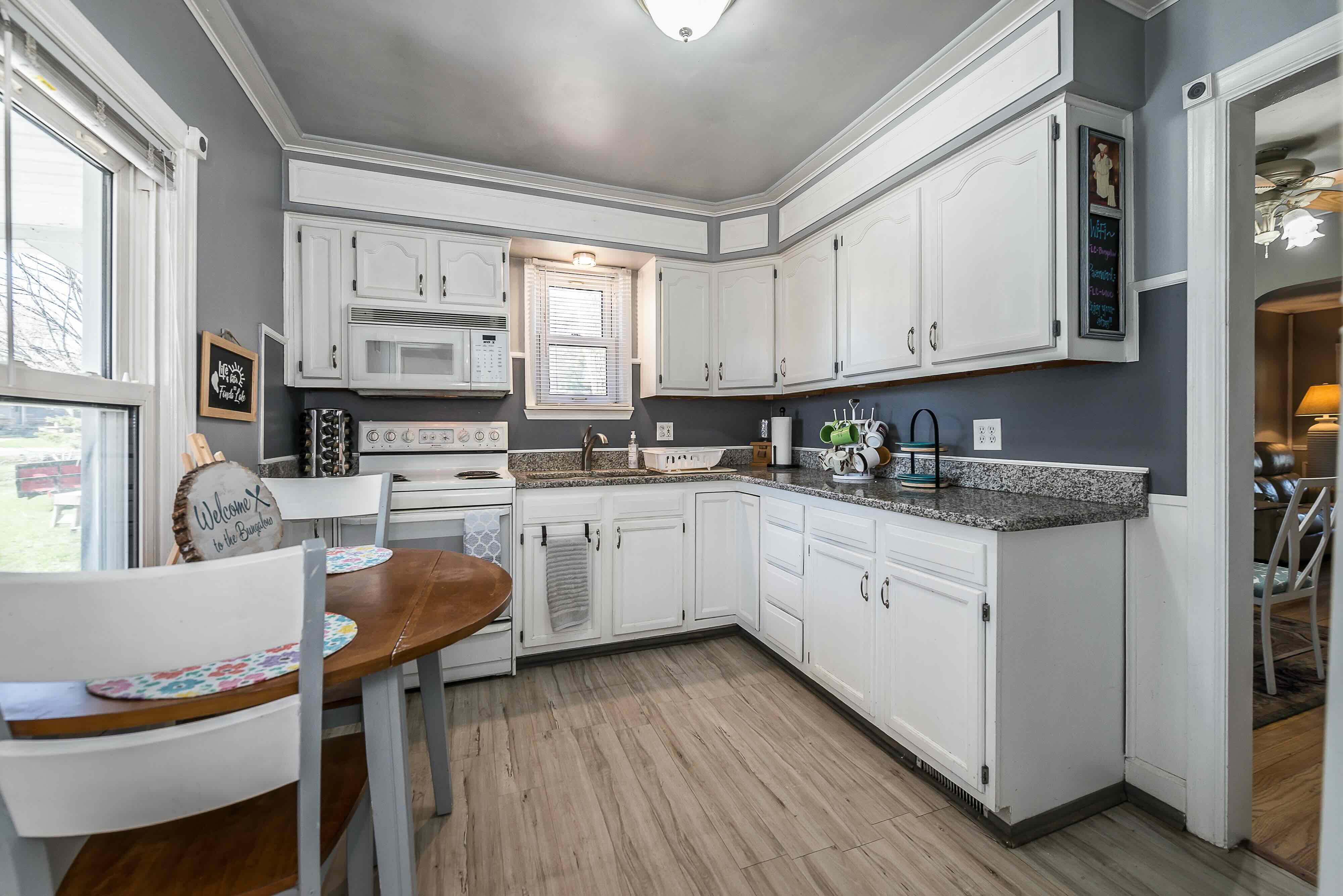 Full kitchen at Fonda Lake Bungalow
